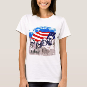 Mount Rushmore med amerikanska flaggan Tee Shirt