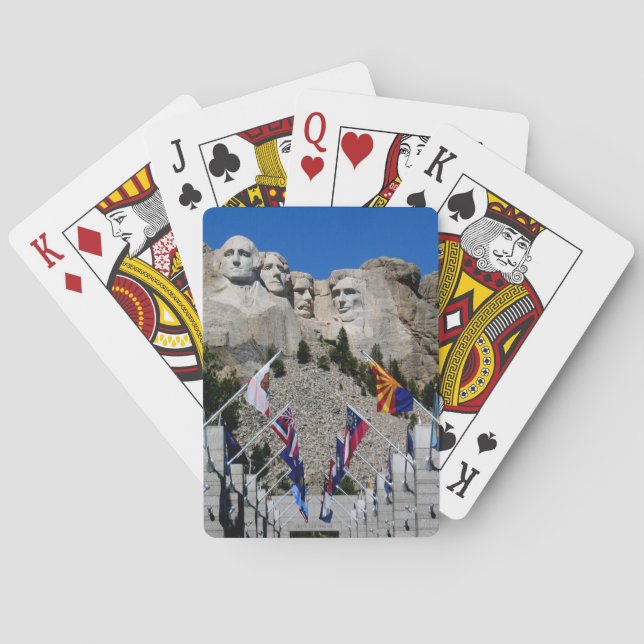 Mount Rushmore med amerikanska Statsflaggor Spelkort (Baksidan)
