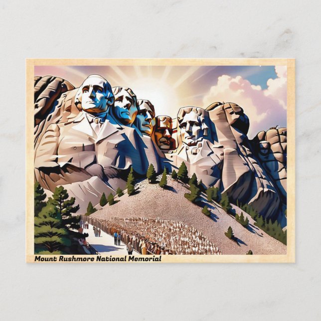 Mount Rushmore National Memorial Antik Vykort (Framsida)