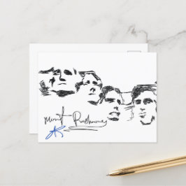 Mount Rushmore Nationalmonotess linje ritning Vykort