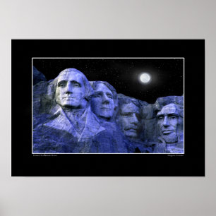Mount Rushmore och fullmånen Poster