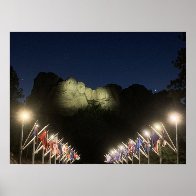 Mount Rushmore på natten Poster (Framsidan)