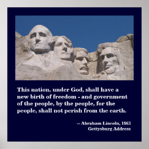 Mount Rushmore Poster med Gettysburg Adress