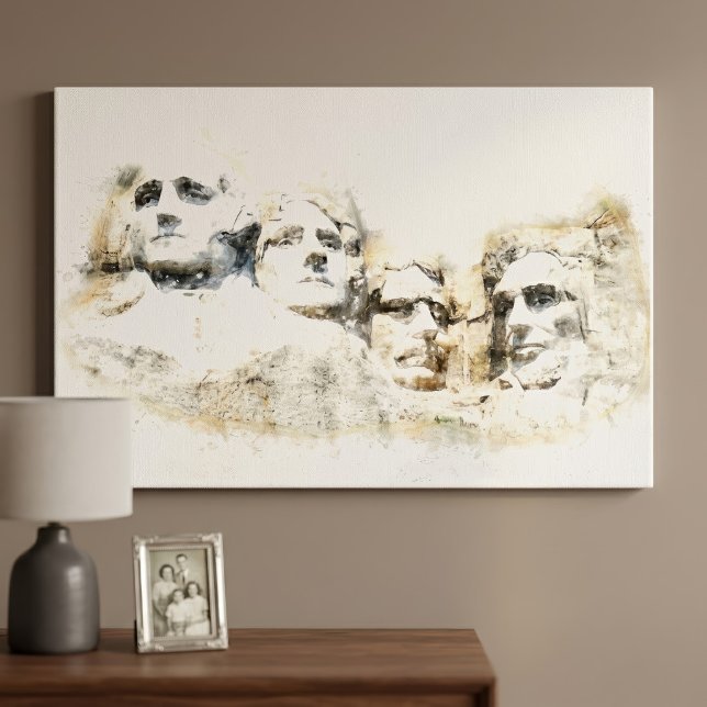 Mount Rushmore Presidentiell Akvarellkonst Canvastryck (Mount Rushmore Presidential Watercolor Art. Canvas Print)