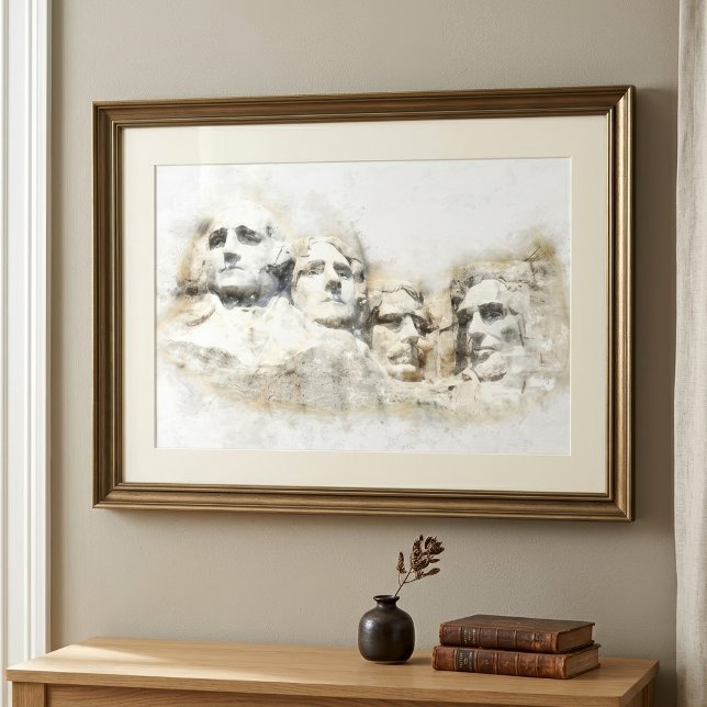 Mount Rushmore Presidentiell Akvarellkonst Fototryck (Mount Rushmore Presidential Watercolor Art. Photo Print)