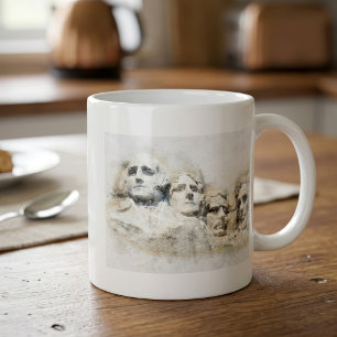 Mount Rushmore Presidentiell Akvarellkonst Kaffemugg