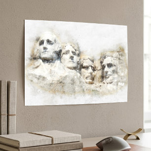 Mount Rushmore Presidentiell Akvarellkonst Poster