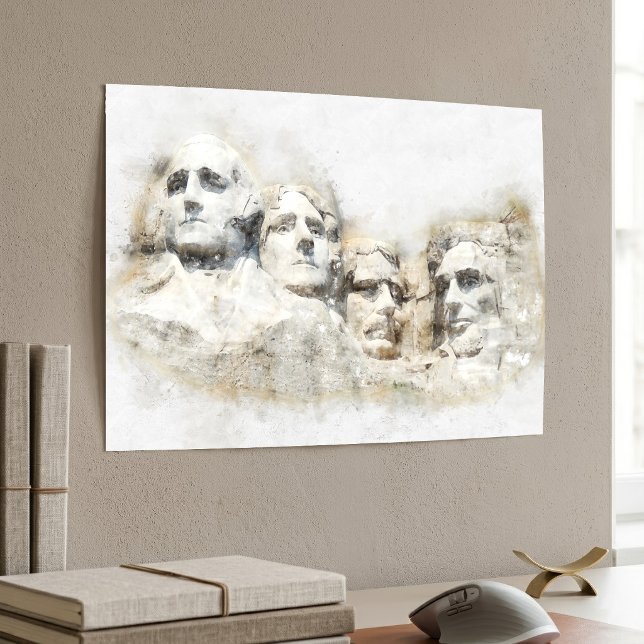 Mount Rushmore Presidentiell Akvarellkonst Poster (Mount Rushmore Presidential Watercolor Art. Poster)