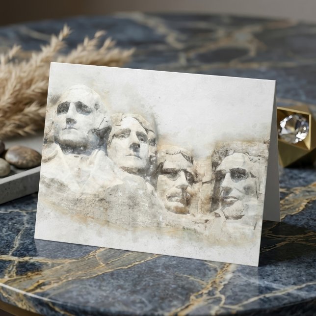 Mount Rushmore Presidentiell Akvarellkonst Tack Kort (Mount Rushmore Presidential Watercolor Art. Letterpress Thank You Card)