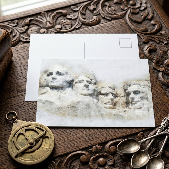 Mount Rushmore Presidentiell Akvarellkonst Vykort (Mount Rushmore Presidential Watercolor Art. Postcard)