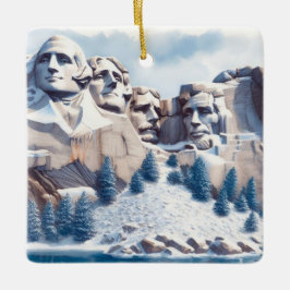 Mount Rushmore Snö jul Julgransprydnad Keramik