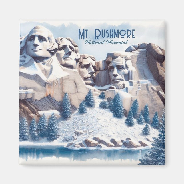 Mount Rushmore Snö jul Magnet (Framsidan)