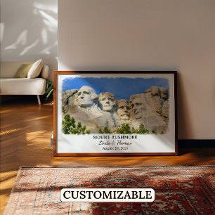 Mount Rushmore South Dakota Affisch, Akvarell Poster