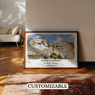 Mount Rushmore South Dakota Affisch, Akvarell Poster