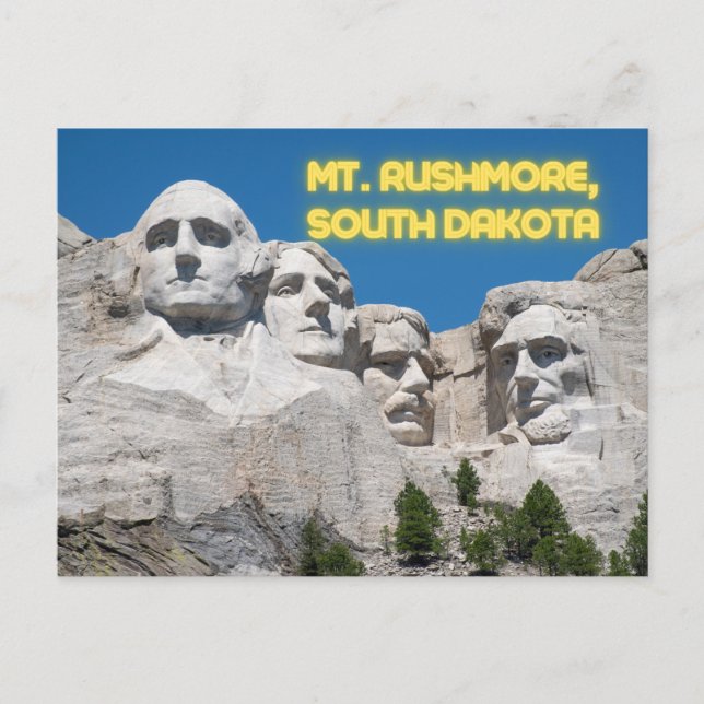 Mount Rushmore South Dakota, färglös, resande Vykort (Framsida)