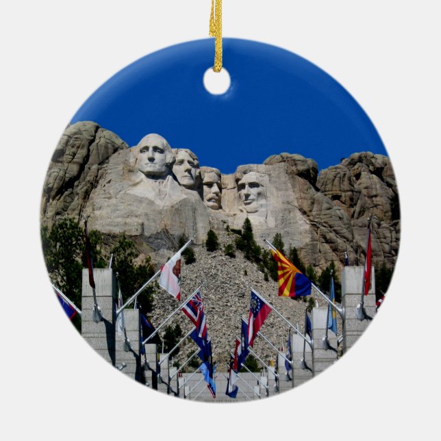 Mount Rushmore South Dakota souvenir Julgransprydnad Keramik (Baksidan)