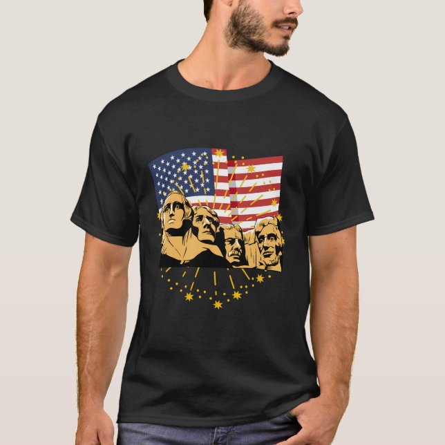 Mount Rushmore Us-presidenterna America Flagga Fir T Shirt (Framsida)