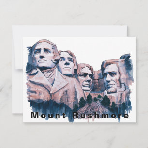Mount Rushmore USA Resa Akvarell Vykort