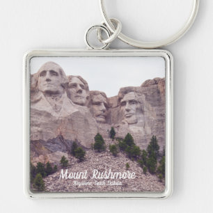 Mount Rushmore's Four Fyrkantig Silverfärgad Nyckelring