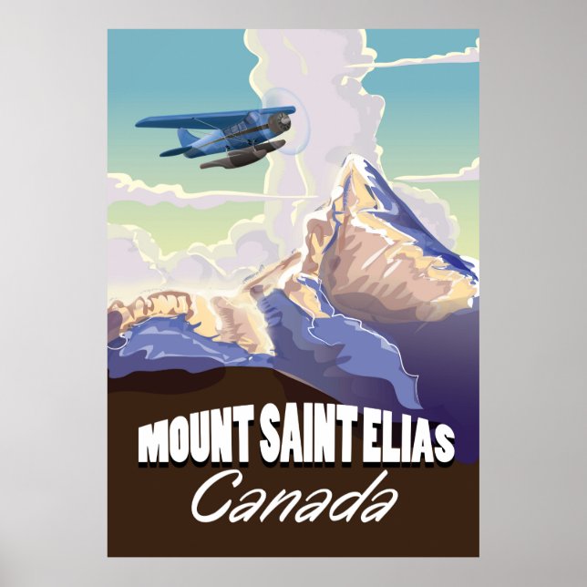 Mount Saint Elias Vintage Resemålningaffisch Poster (Framsidan)