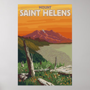Mount Saint Helens - ande sjö - resa affischen Poster