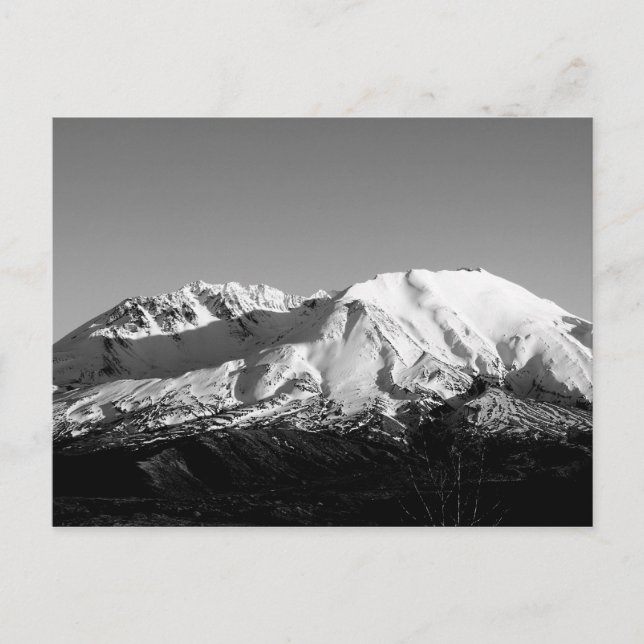 Mount Saint Helens i februari Monochrome vykort (Framsida)