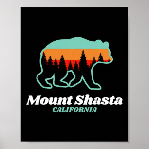 Mount Shasta California Skiing Snowboarding Bear Poster