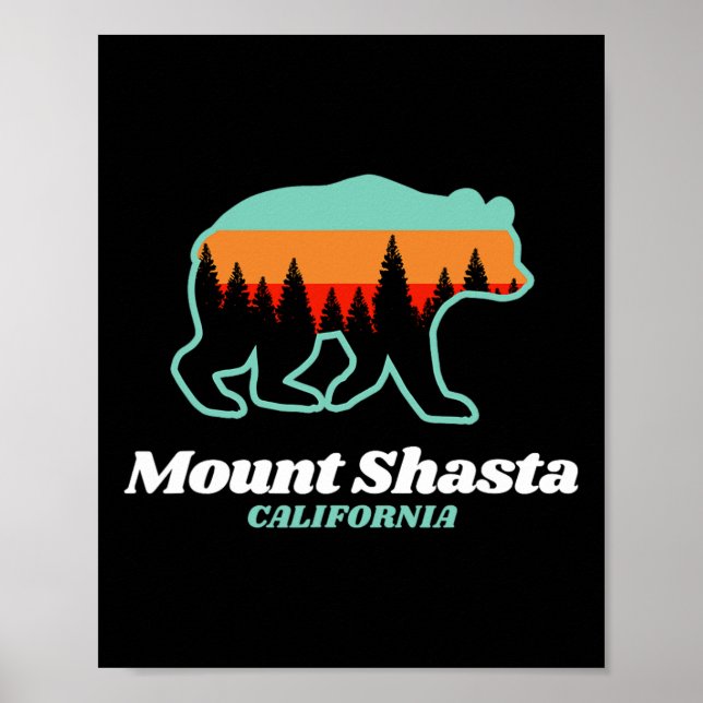Mount Shasta California Skiing Snowboarding Bear Poster (Framsidan)