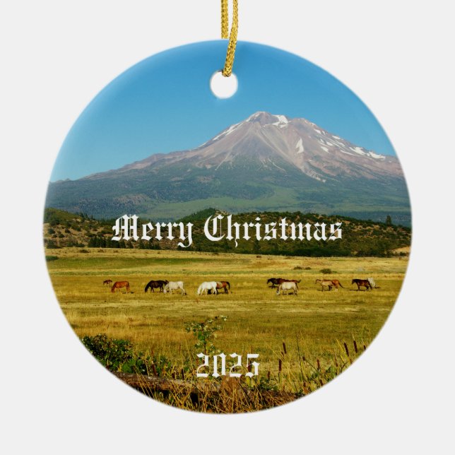 Mount Shasta Horses jul jul Ornament (Framsidan)