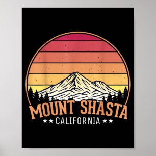 Mount Shasta Kalifornien Retro Solnedgång Naturäls Poster