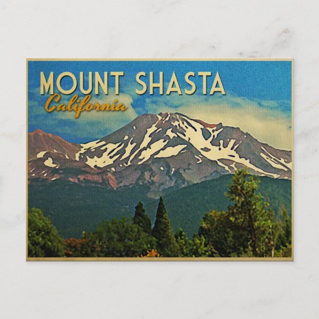 Mount Shasta Vintage Vykort (Framsida)