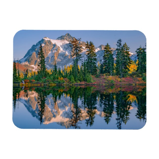 Mount Shuksan speglas i Reflection Lake Magnet (Horisontell)