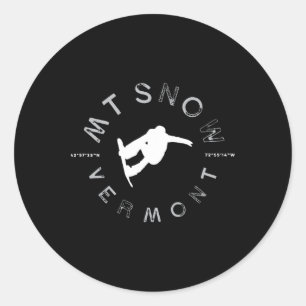 Mount Snö Vermont Graphic Vintage Snowboard T Shi Runt Klistermärke