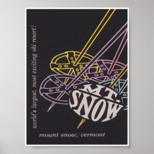 Mount Snö Vermont Retro Ski Travel Poster