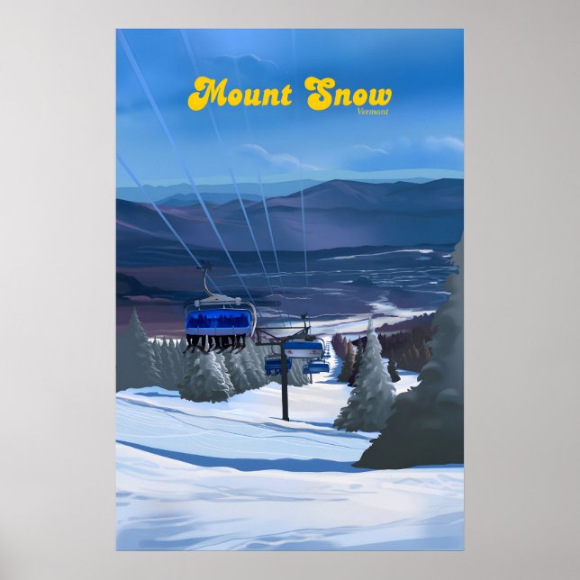 Mount Snow Vermont Skidort Reseskylt Poster (Framsidan)