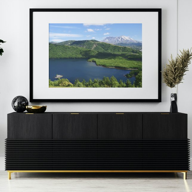 Mount St Helens Coldwater Lake Scenic Landscape Fototryck (In Situ (Framed))