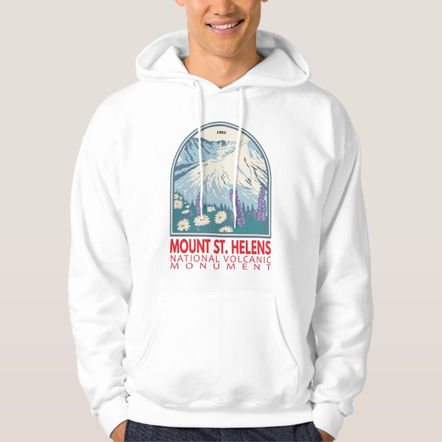Mount St Helens National Volcanic Monument Retro Hoodie (Framsida)