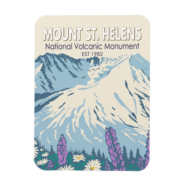 Mount St Helens National Volcanic Monument Retro Magnet (Vertikal)