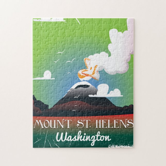 Mount St. Helens vintage resemalmanacka. Pussel (Vertikal)