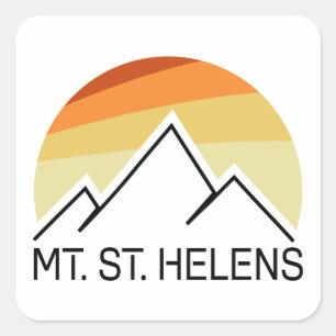 Mount St. Helens Washington Retro Fyrkantigt Klistermärke