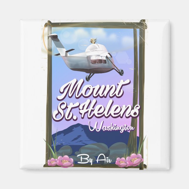 Mount St. Helens Washington Travel-affisch Magnet (Framsidan)