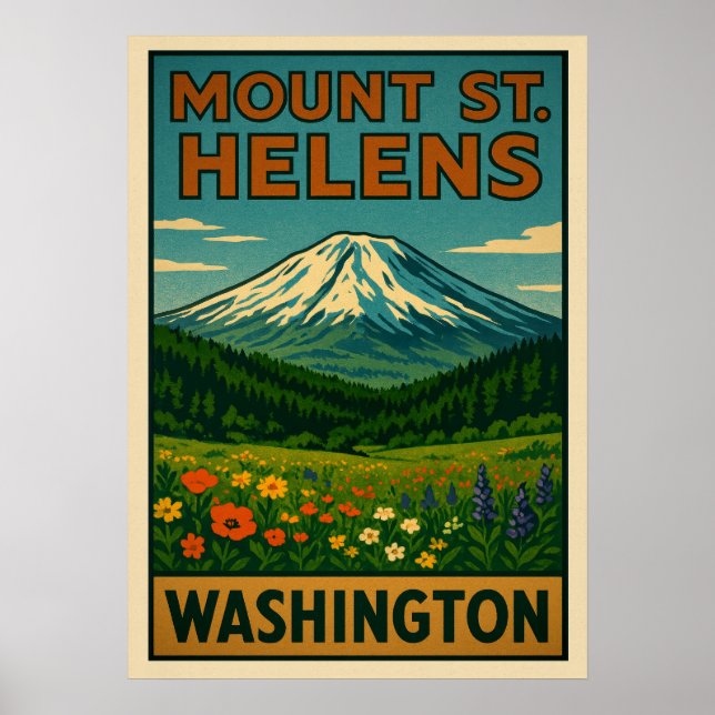 Mount St. Helens Washington V01 Poster (Framsidan)