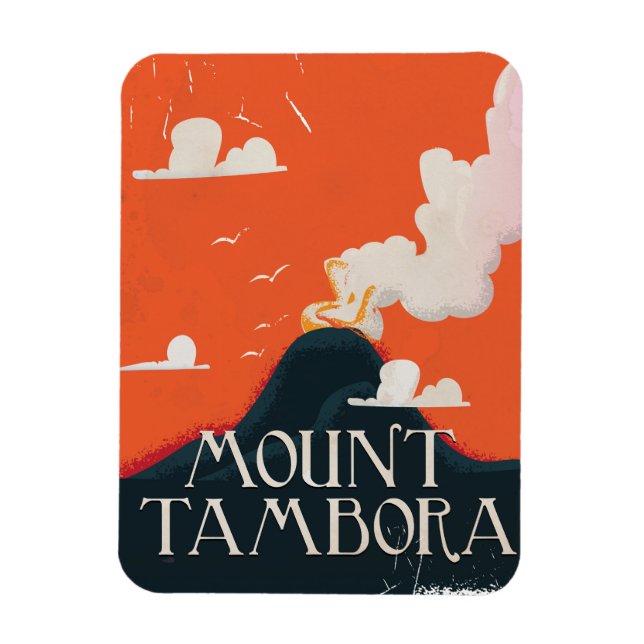 Mount Tambora Vulkan Resor Affisch Magnet (Vertikal)