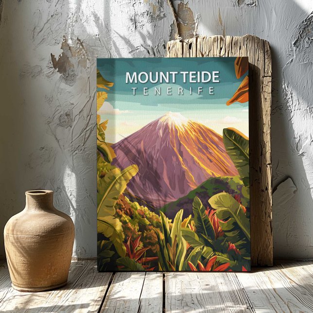 Mount Teide Tenerife Canvastryck Reseskylt  (Mount Teide Tenerife Canvas Print Travel Poster by TinkPrints.)