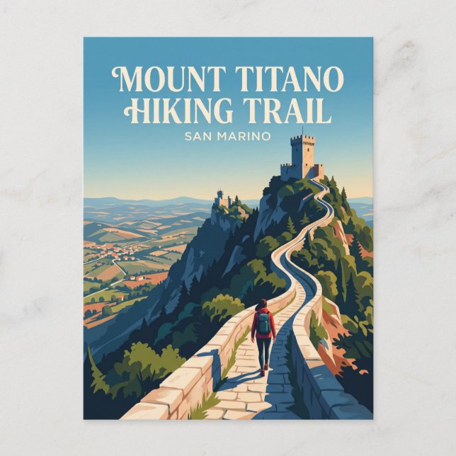 Mount Titano vandringsled San Marino Vykort (Framsida)
