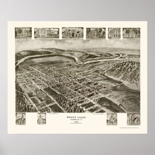 Mount Union, PA Panoramic Karta - 1906 Poster