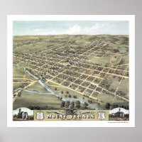 Mount Vernon, OH Panoramic Karta - 1870
