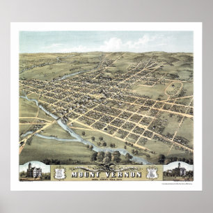 Mount Vernon, OH Panoramic Karta - 1870 Poster