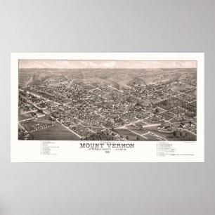 Mount Vernon panorama- karta för IL - 1881 Poster