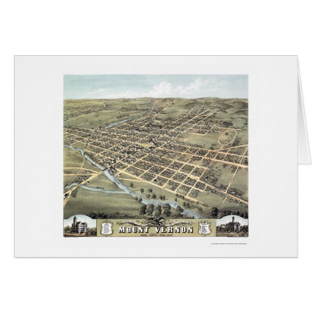 Mount Vernon panorama- karta för OH - 1870 Hälsningskort (Framsidan Horizontal)